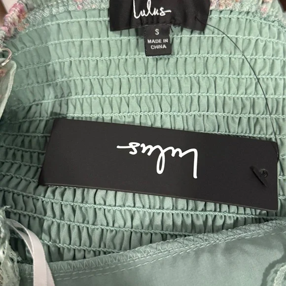 Lulus Flirty Dreamer Sage Floral Bustier Lace Ribbon Mini Dress Cottagecore NWT - Picture 3 of 6